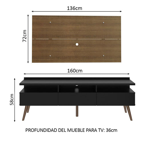 Centro Entretenimiento para TV Londres Mesa y Panel Hasta 55 Pulgadas