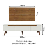 Centro de Entretenimiento para TV Reims Mesa y Panel Hasta 55 Pulgadas