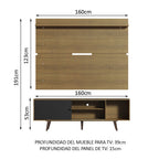 Centro de Entretenimiento para TV Dubai 160 cm Mesa y Panel Hasta 65 Pulgadas Marrón/Negro/Marrón Madesa