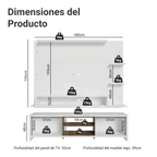 Centro de Entretenimiento para TV Metz Mesa y Panel Hasta 60 Pulgadas Blanco