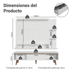 Centro de Entretenimiento para TV Reims Mesa y Panel Hasta 60 Pulgadas Blanco