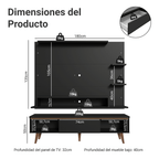 Centro de Entretenimiento para TV Reims Mesa y Panel Hasta 60 Pulgadas Negro