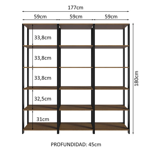 Armario Estante Organizador Multiuso para Libros 177 cm