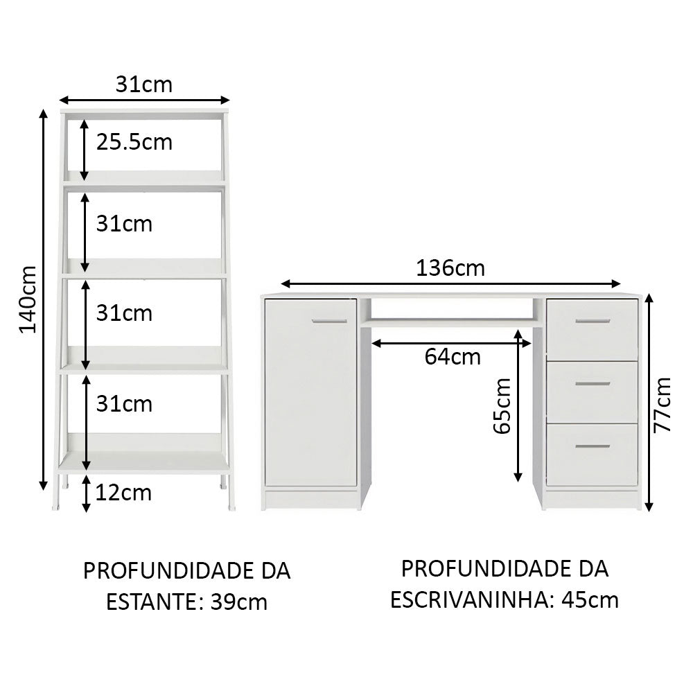 Escritorio de Oficina Alaska + Mueble Estante Librero