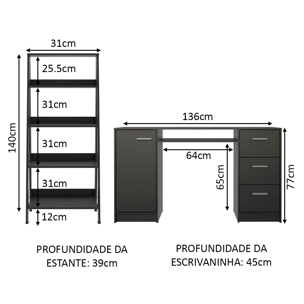 Escritorio de Oficina Alaska + Mueble Estante Librero