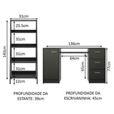 Escritorio de Oficina Alaska + Mueble Estante Librero