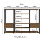 Armario Estante Organizador Multiuso 258 cm Marrón/Negro Madesa