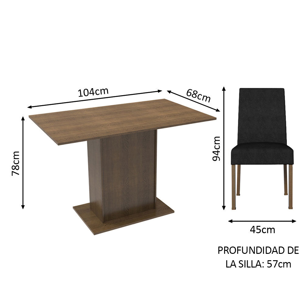 Juego de Comedor Manu Tablero Rectangular de Madera con 2 Sillas Oxford Madesa