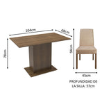 Juego de Comedor Manu Tablero Rectangular de Madera con 2 Sillas Marrón/Imperial Madesa