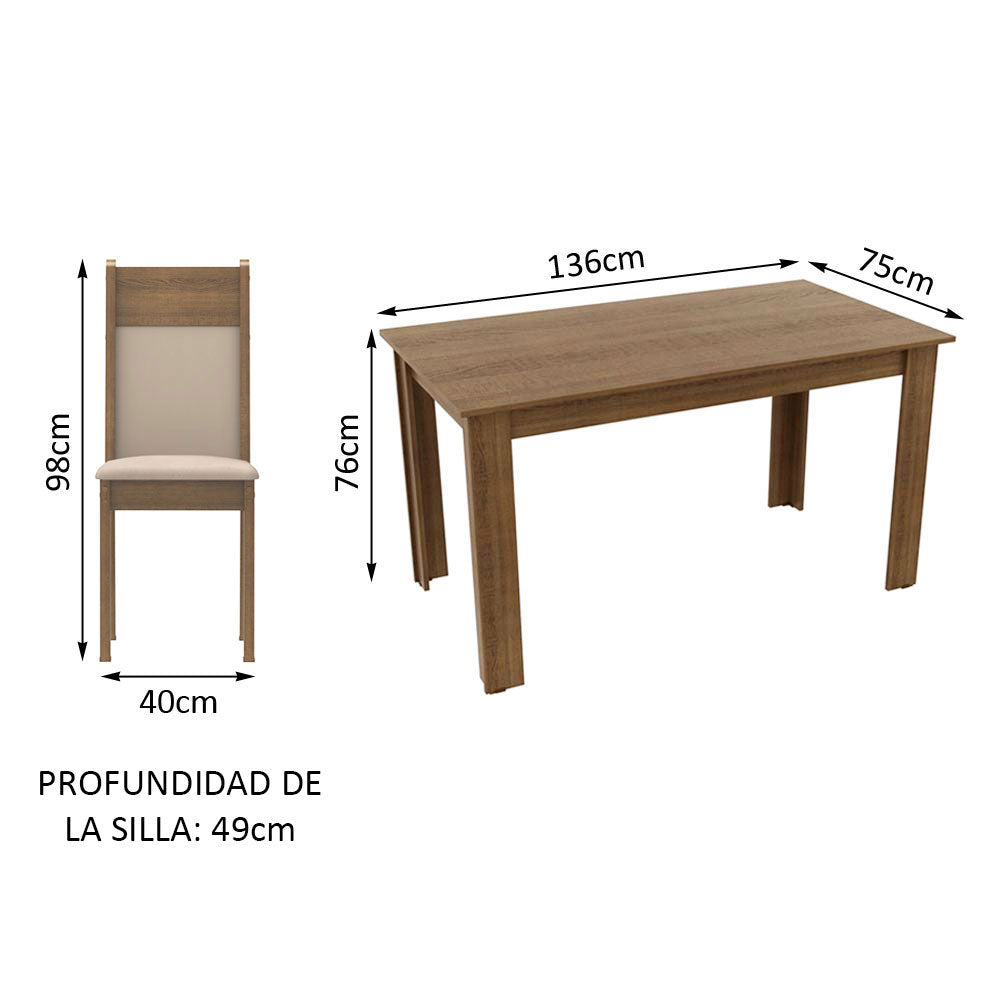 Juego de Comedor Cali con 4 Sillas