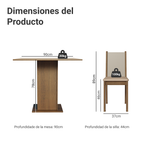 Juego de Comedor Alana con 4 Sillas Marrón/Crema/Beige