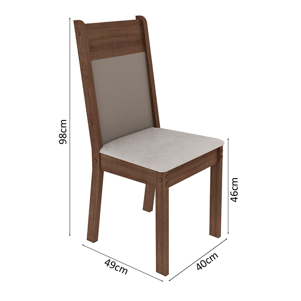 Juego de Comedor Dallas con 4 Sillas Encimera Cuadrada de Cristal Marrón/Crema/Beige