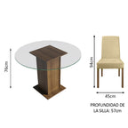 Juego de Comedor Mile con 4 Sillas - Encimera Redonda de Cristal Marrón/Imperial