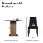 Juego de Comedor Livia Tablero Cuadrado de Madera con 4 Sillas Oxford Madesa