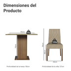 Juego de Comedor Anaju con 4 Sillas - Tablero de Madera y Cubierta de Cristal Marrón/Crema/Imperial