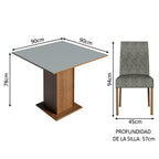 Juego de Comedor Karina con 4 Sillas Marrón/Gris/Plateado