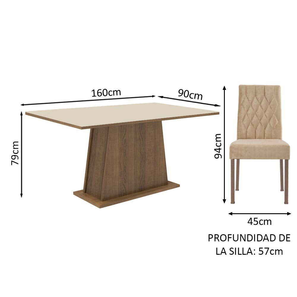 Juego de Comedor Ashley con 4 Sillas Marrón/Crema/Imperial