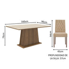 Juego de Comedor Ashley con 4 Sillas Marrón/Crema/Imperial