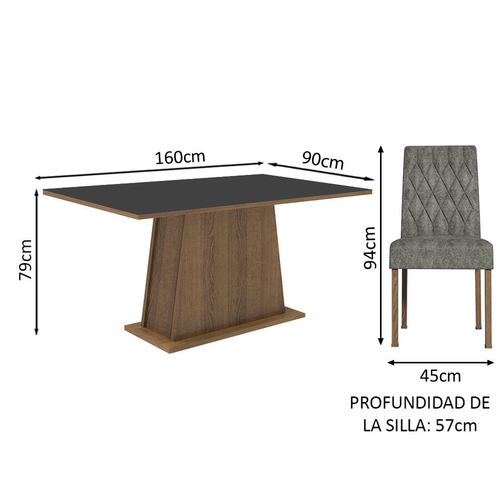 Juego de Comedor Ashley con 4 Sillas Marrón/Negro/Plateado