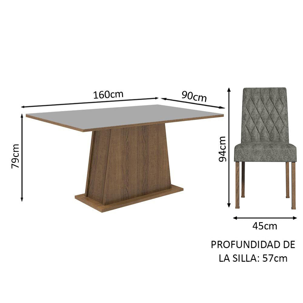 Juego de Comedor Ashley con 4 Sillas Marrón/Gris/Plateado