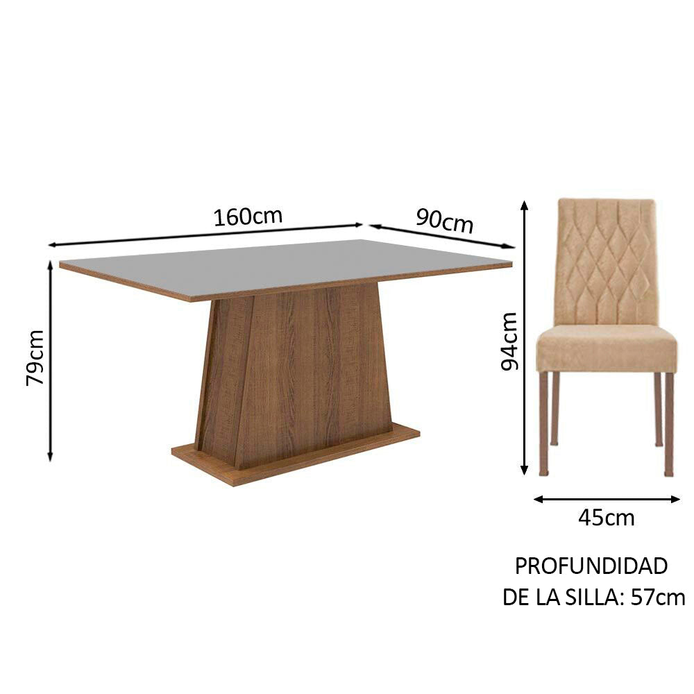 Juego de Comedor Ashley con 4 Sillas Marrón/Gris/Imperial
