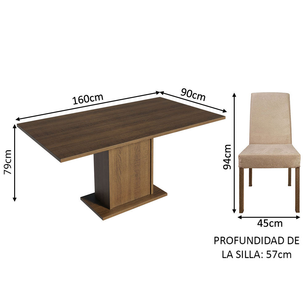 Juego de Comedor Keila con 4 Sillas Marrón/Imperial