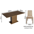 Juego de Comedor Keila con 4 Sillas Marrón/Imperial