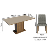 Juego de Comedor Keila con 4 Sillas