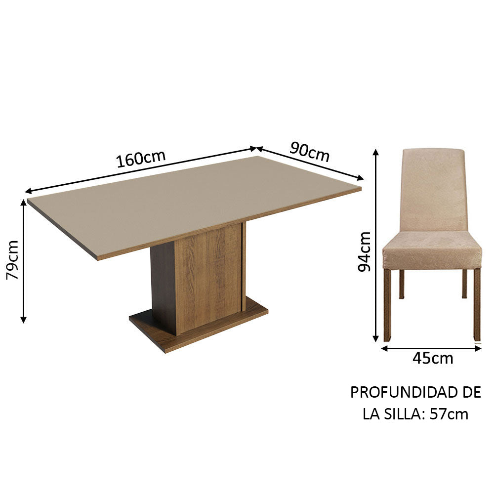 Juego de Comedor Keila con 4 Sillas Marrón/Crema/Imperial