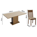 Juego de Comedor Elisa con 4 Sillas Crema/Marrón/Beige