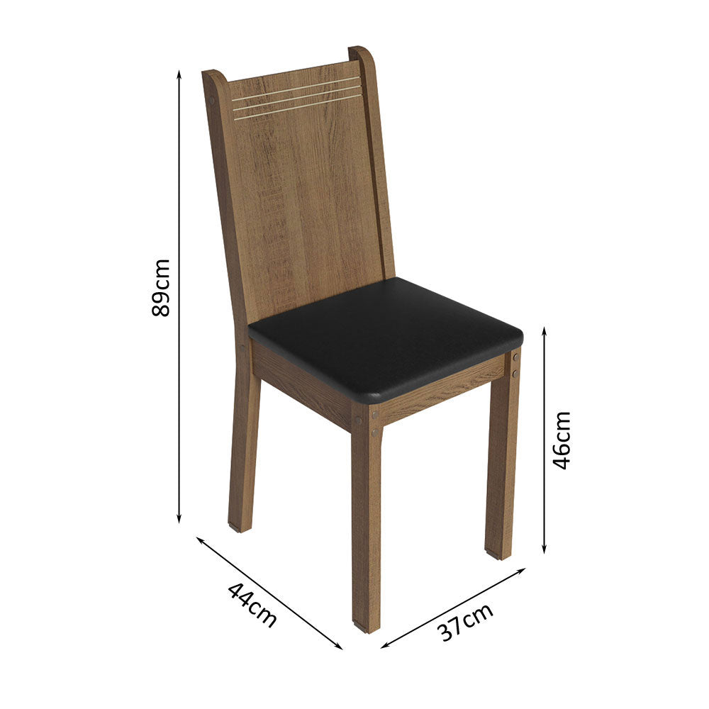 Juego de Comedor Samara con 4 Sillas Marrón/Gris/Negro