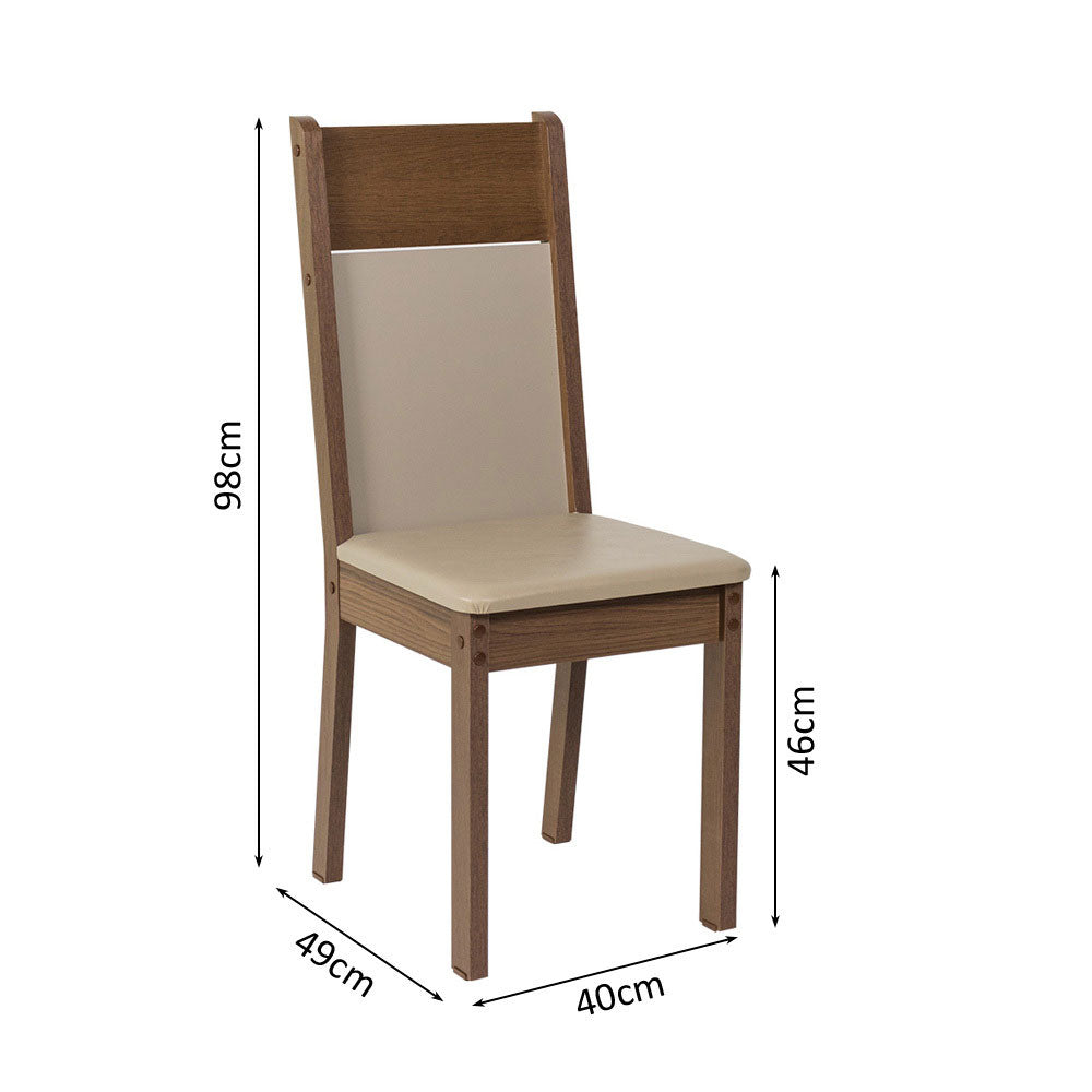 Juego de Comedor Claire con 4 Sillas Marrón/Crema/Beige