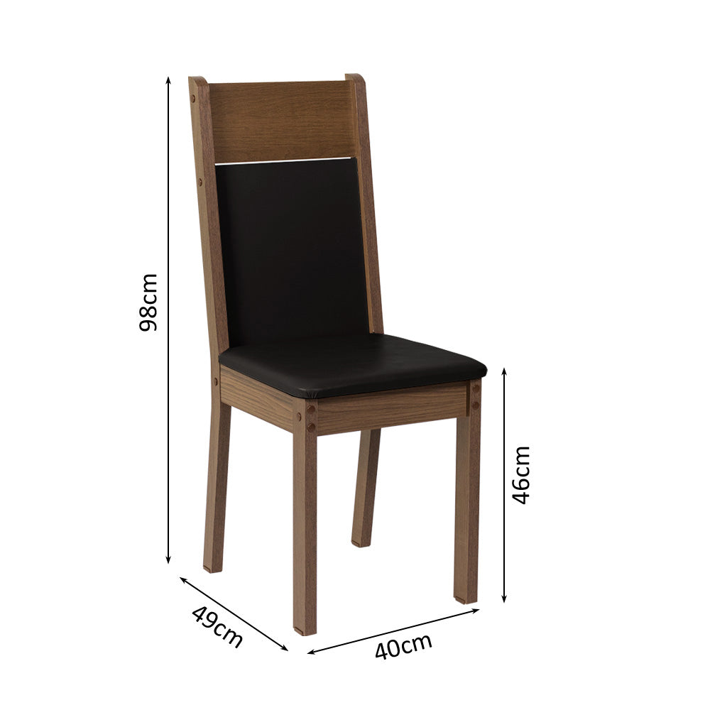 Juego de Comedor Claire con 4 Sillas Marrón/Negro/Sintético Negro