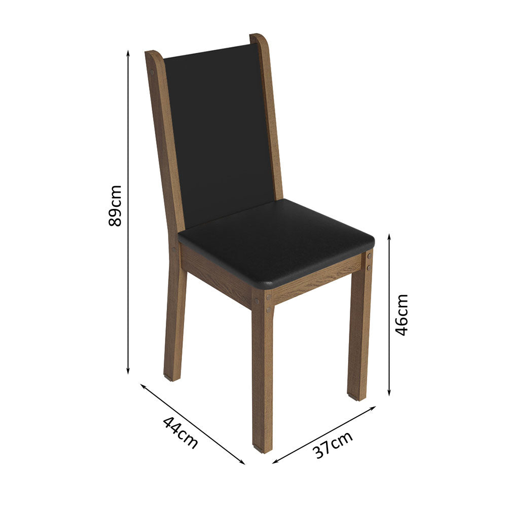 Juego de Comedor Briana con 4 Sillas Marrón/Negro