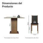Juego de Comedor Tifani con 4 Sillas - Tablero de Madera y Cubierta de Cristal Marrón/Crema/Negro