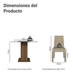 Juego de Comedor Noemi con 4 Sillas Encimera Cuadrada de Cristal Marrón/Imperial