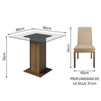 Juego de Comedor Ivy con 4 Sillas Encimera Cuadrada de Cristal Marrón/Imperial