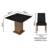 Juego de Comedor Evelin 4 Sillas Oxford - Tablero de Madera y Cristal