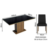 Juego de Comedor Avril 4 Sillas Oxford - Tablero de Madera y Cristal