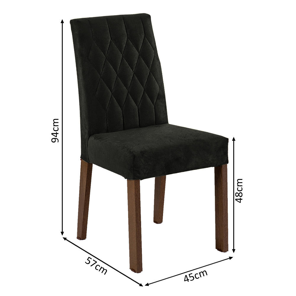 Juego de Comedor Harper con 4 Sillas - Tablero de Madera y Cristal Marrón/Negro/Oxford