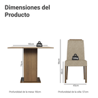 Juego de Comedor Aspen con 4 Sillas Marrón/Crema/Imperial