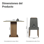 Juego de Comedor Sines con 4 Sillas - Tablero de Madera y Cristal MarrónGrisPlateado