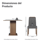 Juego de Comedor Cannes con 4 Sillas Marrón/Gris/Plateado