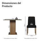 Juego de Comedor Capri con 4 Sillas - Tablero de Madera y Cristal MarrónNegroOxford