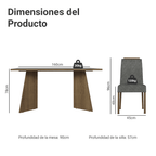 Juego de Comedor Évora con 4 Sillas Marrón/Gris/Plateado