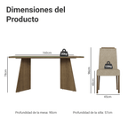 Juego de Comedor Braga con 4 Sillas - Tablero de Madera y Cristal Marrón/Crema/Imperial
