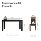 Juego de Comedor Medelin con 6 Sillas Negro/Marrón/Sintético Negro