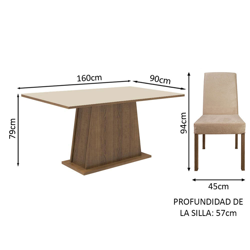 Juego de Comedor Luciana con 6 Sillas Marrón/Crema/Imperial