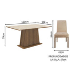 Juego de Comedor Luciana con 6 Sillas Marrón/Crema/Imperial