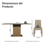 Juego de Comedor Geórgia con 6 Sillas - Tablero de Madera y Cristal Marrón/Negro/Imperial